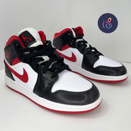 Jordan 1 Mid Gym Red Black White Grade School