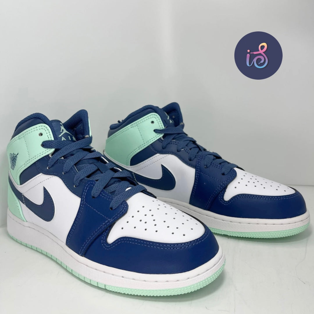 Air Jordan 1 Mid Mystic Navy Mint Foam Grade School