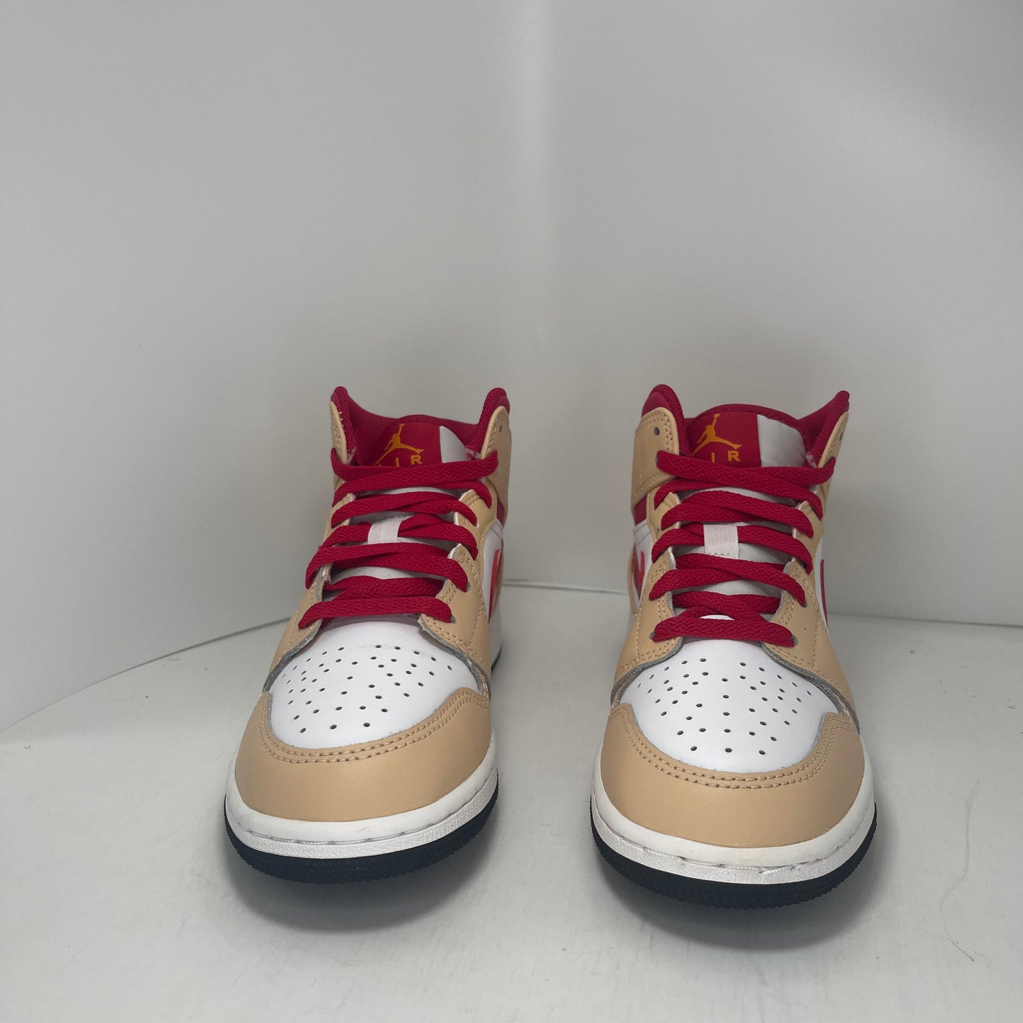 Air Jordan 1 Mid Light Curry Cardinal Grade School