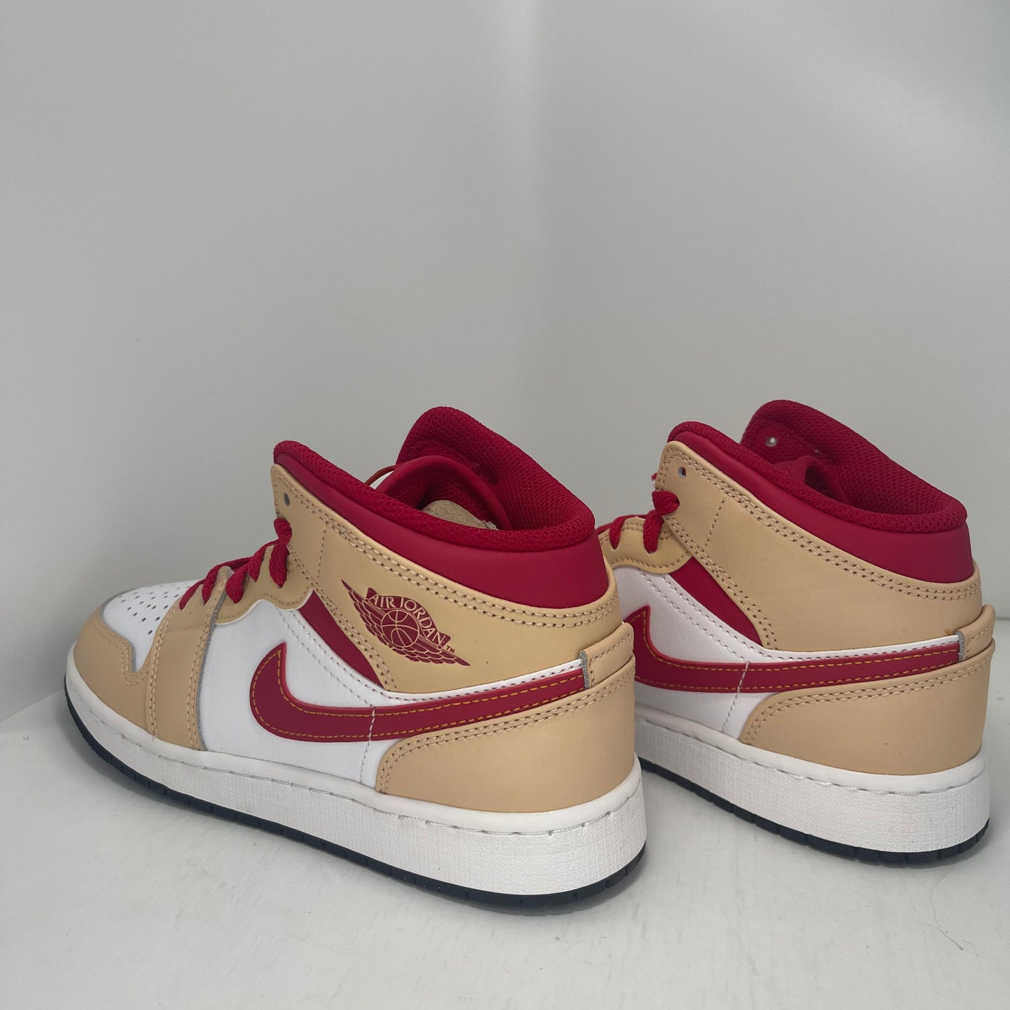 Air Jordan 1 Mid Light Curry Cardinal Grade School