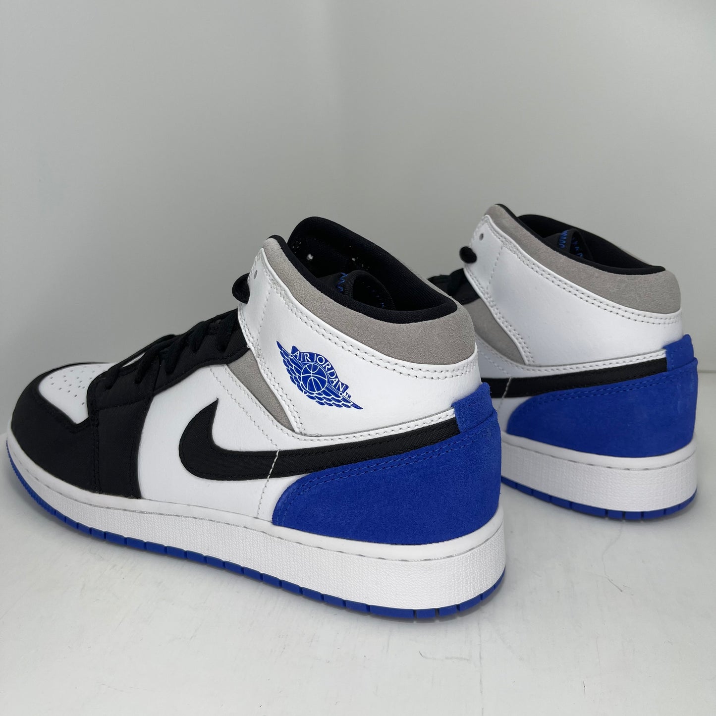 Air Jordan 1 Mid SE White Black Royal Grade School