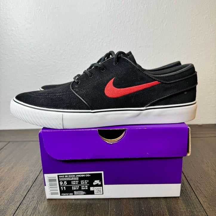 Nike SB Zoom Janoski OG+ Black Red Size 9.5 Men's FD6757 002 Brand New