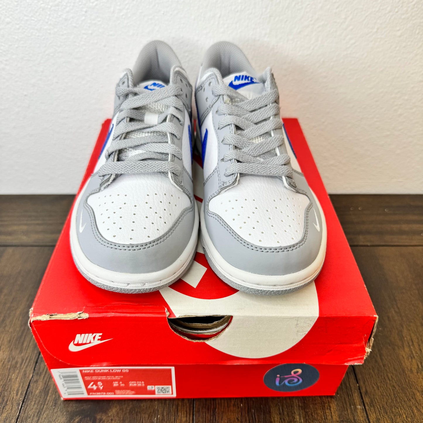 Nike Dunk Low Wolf Grey Royal Size 4.5Y GS FN3878 001 Brand New