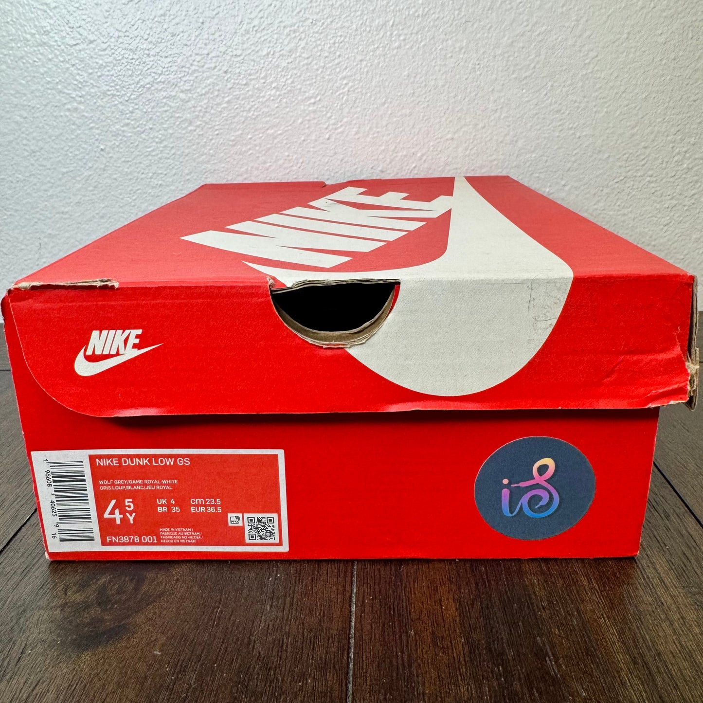 Nike Dunk Low Wolf Grey Royal Size 4.5Y GS FN3878 001 Brand New