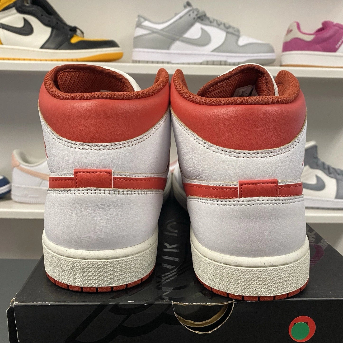Air Jordan 1 Mid SE Shoes White Red Size 13