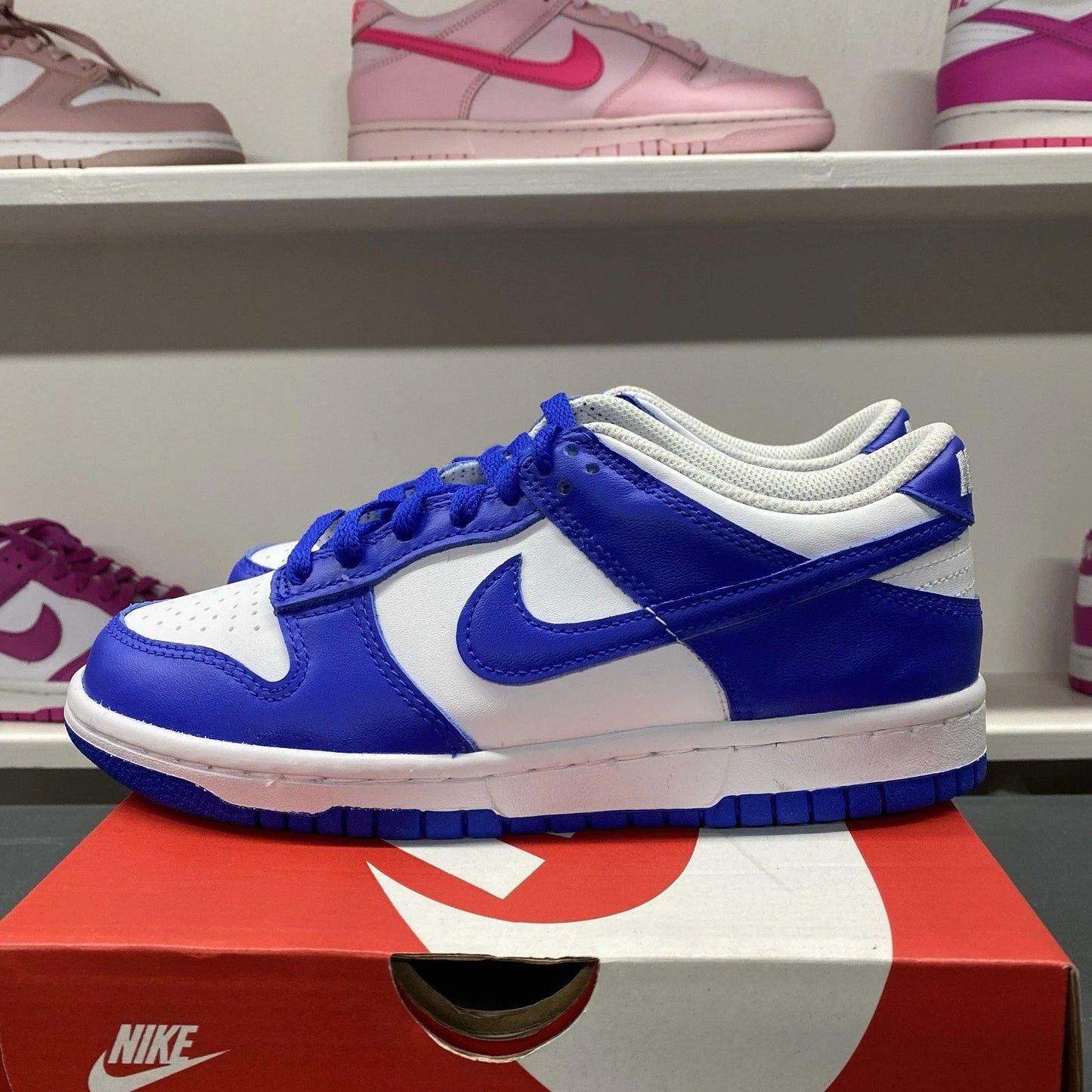 Nike Dunk Low White Hyper Royal Youth Grade (FB9109 131) Size 5Y / 6.5W✅