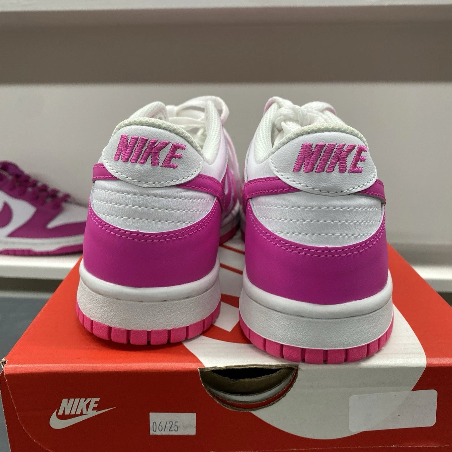Nike Dunk Low Size 5.5Y 7 White Pink Laser Fuchsia FB9109-102