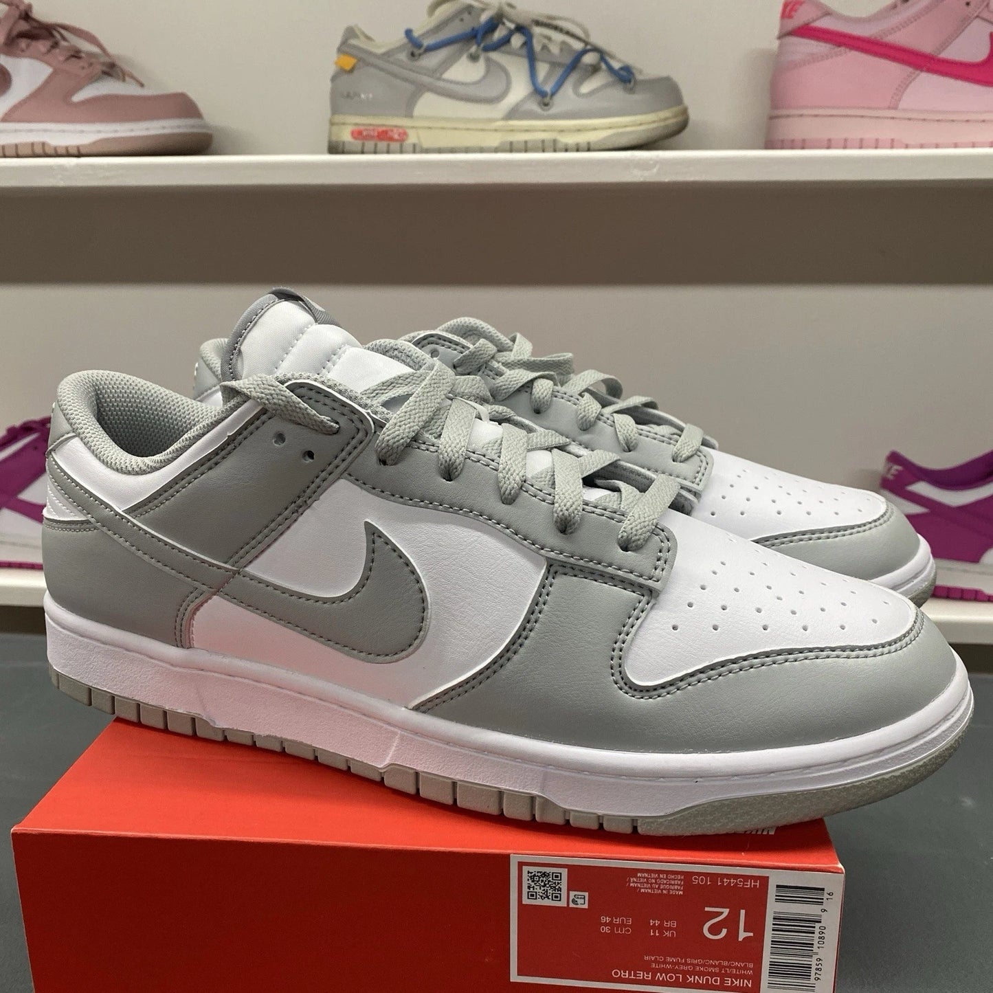 Nike Dunk Low White Light Smoke Grey Sneakers HF5441-105 Size 12 Brand New