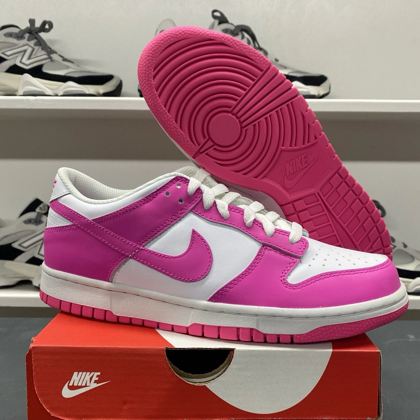 Nike Dunk Low Laser Fuchsia Pink Barbie Size 7Y 8.5 WMNS FB9109-102