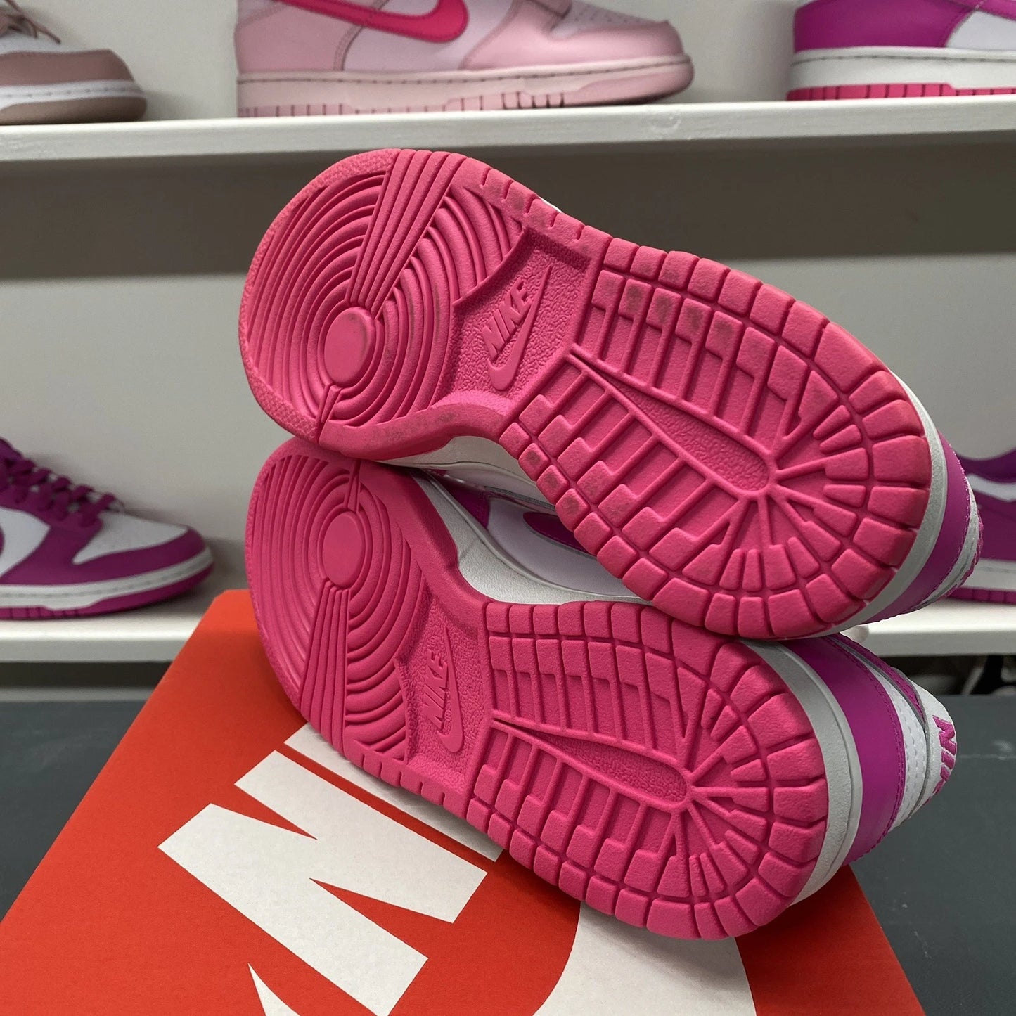 Nike Dunk Low (GS) White Pink Laser Fuchsia FB9109-102 Size 5Y