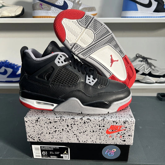 Nike Air Jordan 4 Retro Bred Reimagined 6.5Y Women 8 FQ8213-006