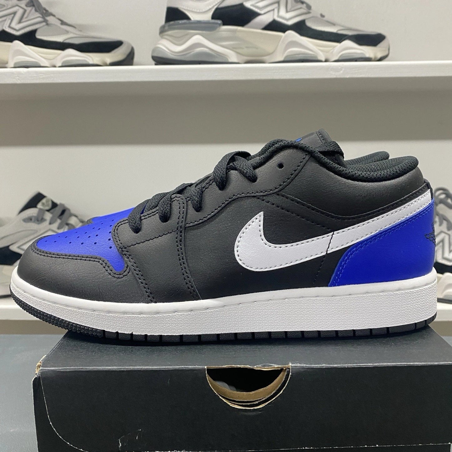 Brand New Nike Air Jordan 1 Low Retro Black Royal Toe Blue Size 6.5Y (8 Women's)