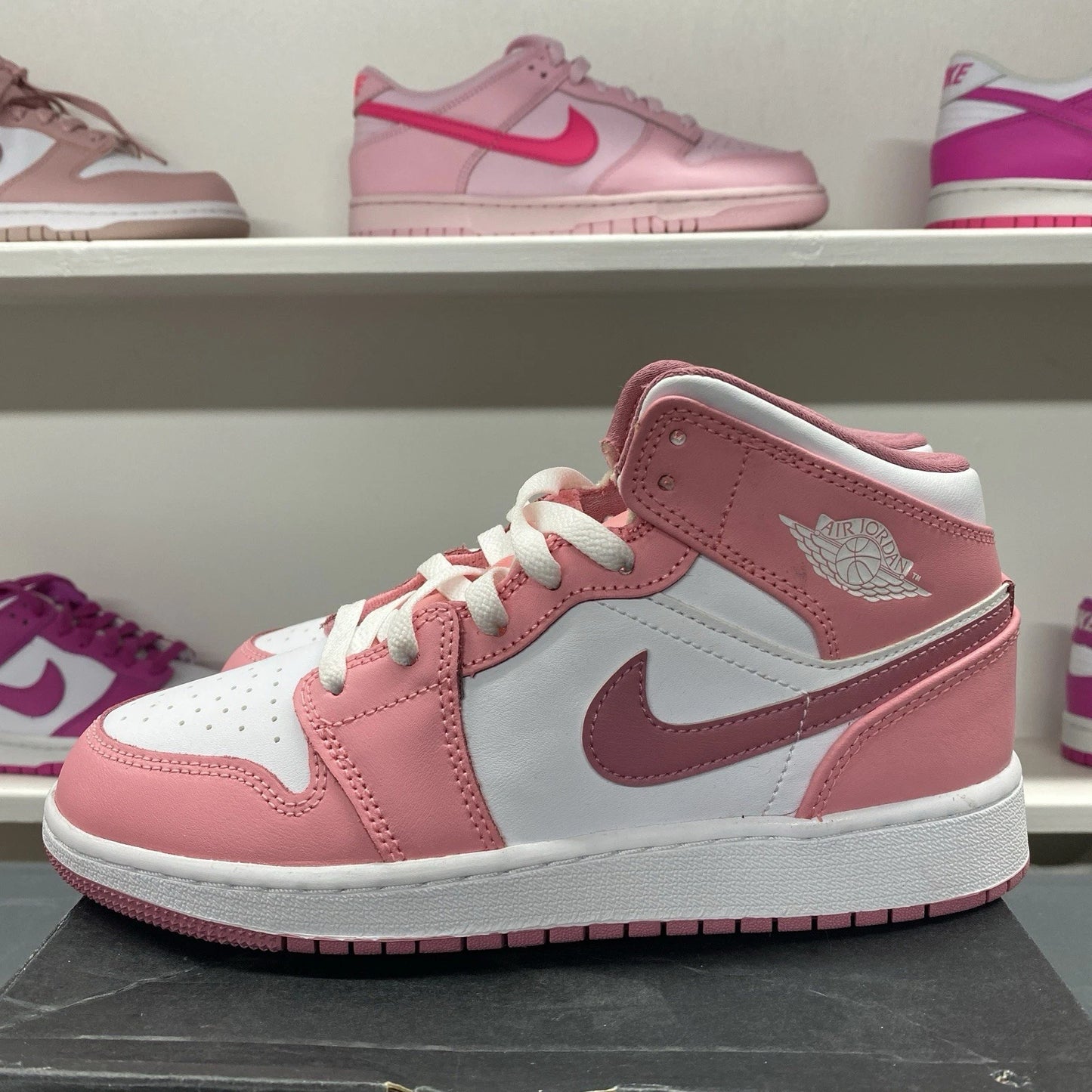 Brand New Air Jordan 1 Mid Valentine Pink Women & Big Kids Size 5Y (6.5 Women's)
