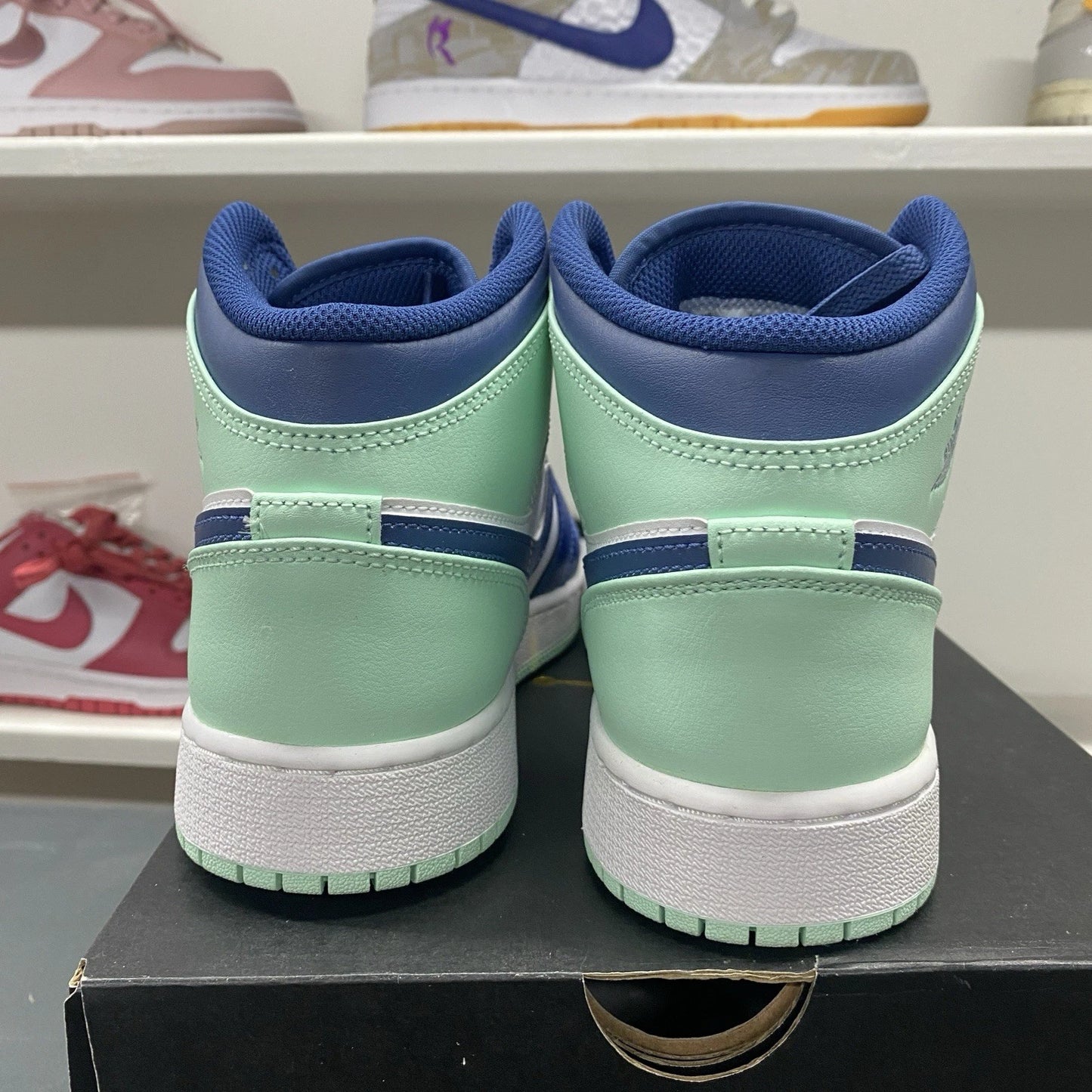 Nike Air Jordan 1 Mid Mystic Navy Mint 554725-413 Youth Size 7Y Womens 8.5