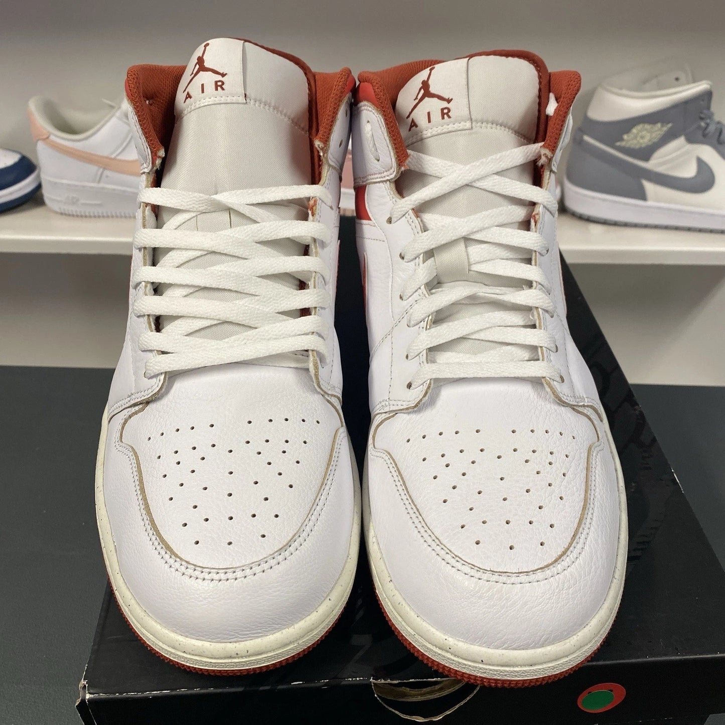 Air Jordan 1 Mid SE Shoes White Red Size 13