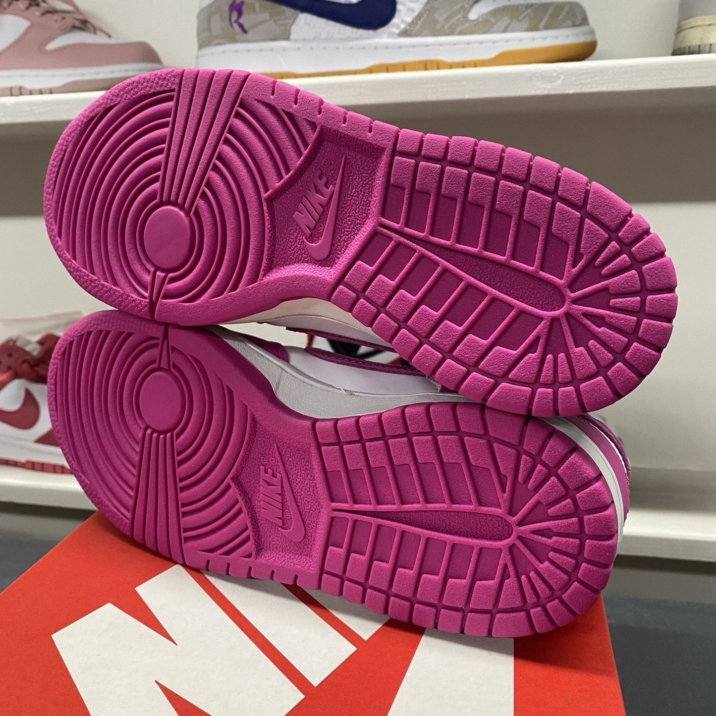 Nike Dunk Low Youth Size 5Y White Active Fuchsia Pink Big Kids FJ0704-100