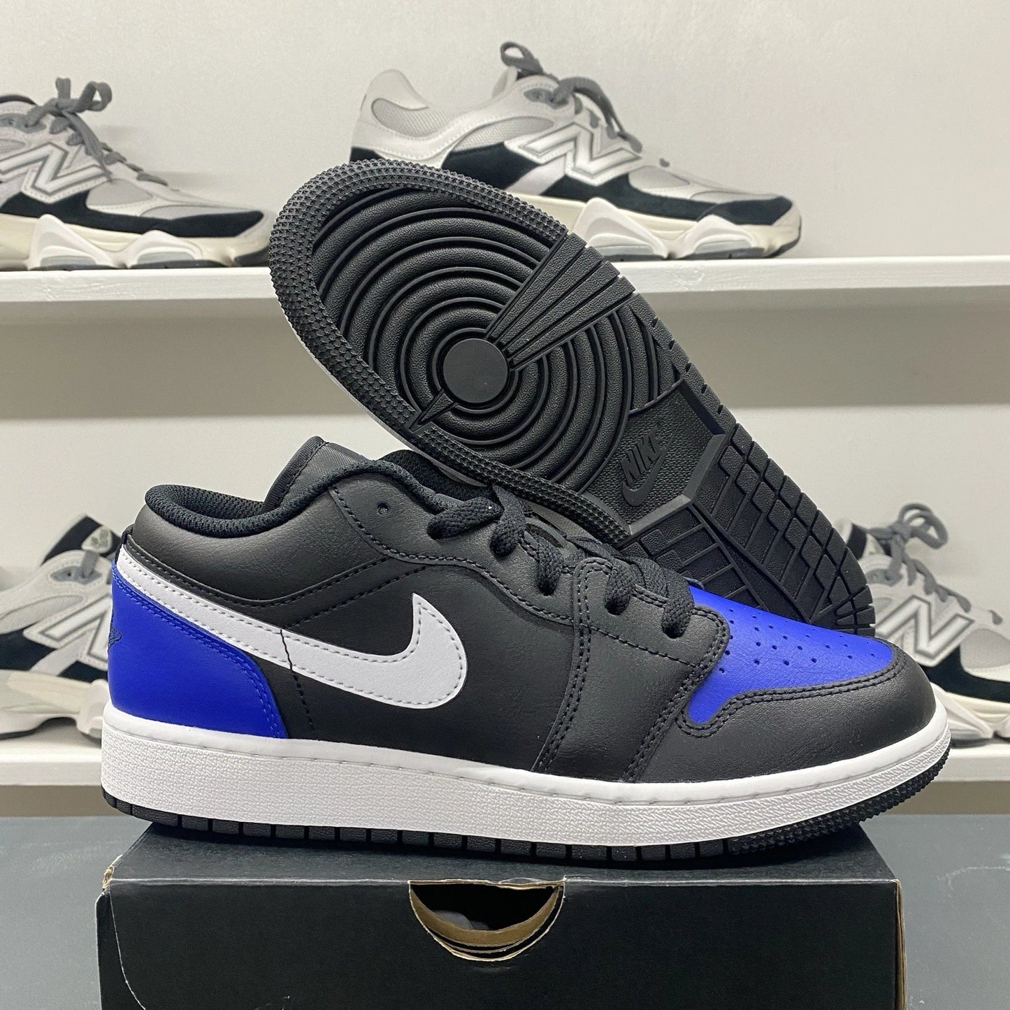 Brand New Nike Air Jordan 1 Low Retro Black Royal Toe Blue Size 6.5Y (8 Women's)
