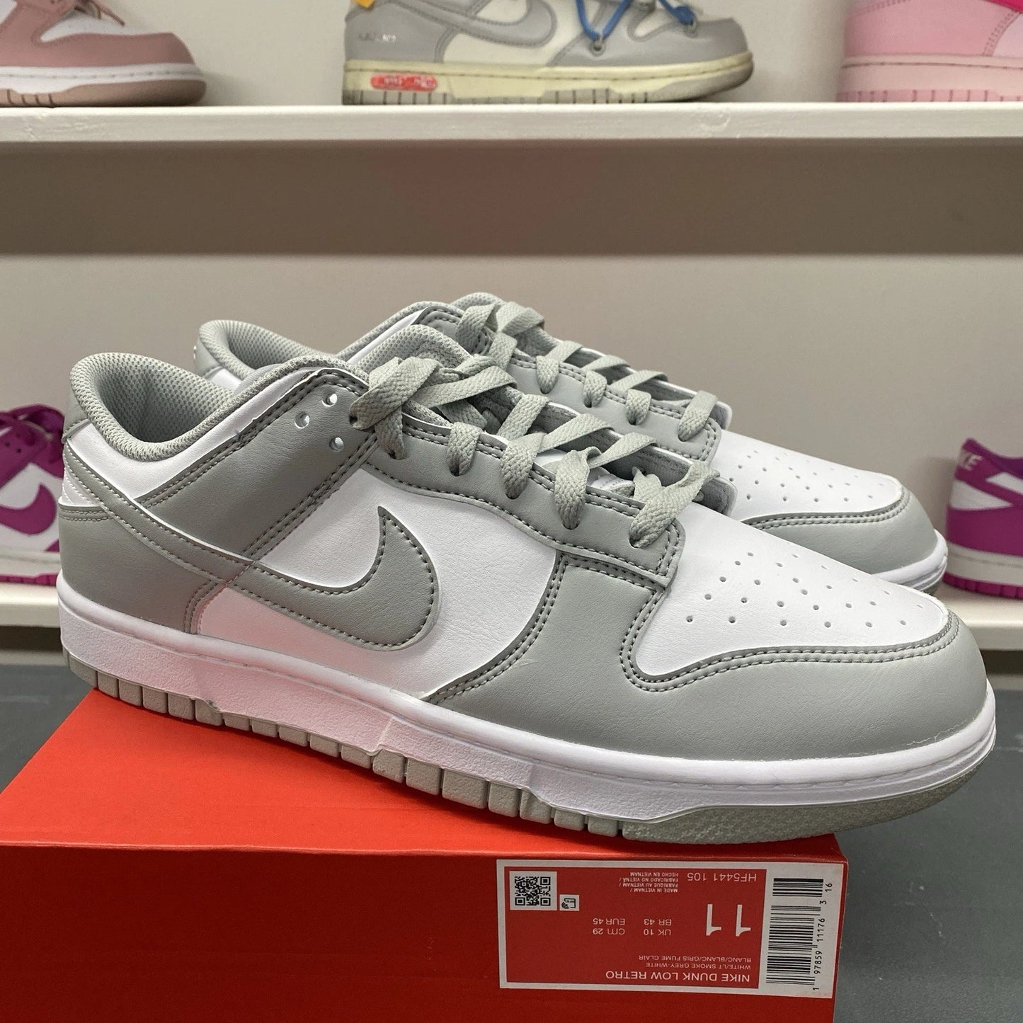 Nike Dunk Low White Smoke Grey Retro Size 11 HF5441 105 Brand New