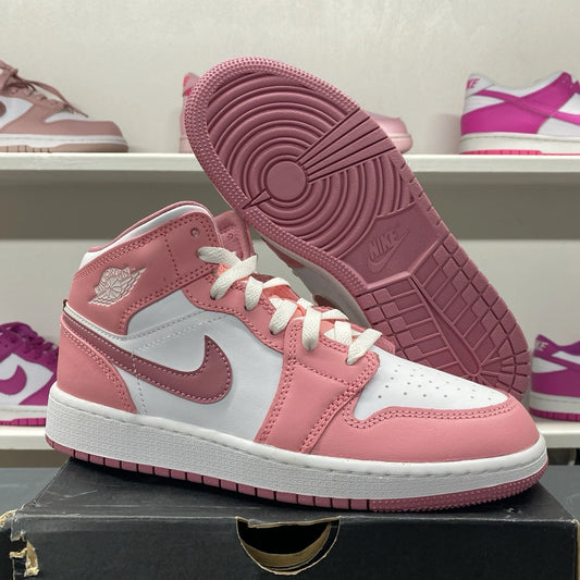 Brand New Air Jordan 1 Mid Valentine Pink Women & Big Kids Size 5Y (6.5 Women's)