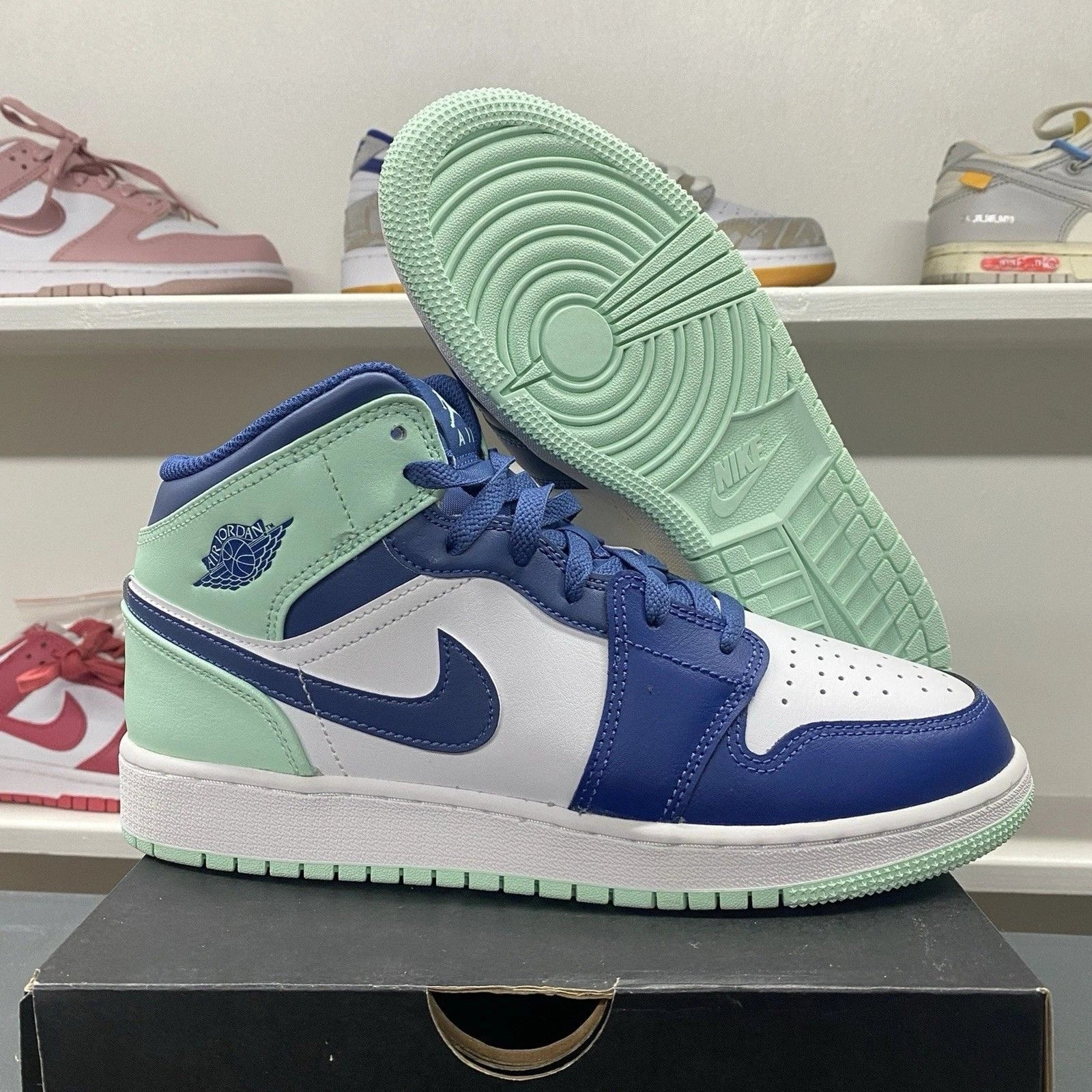 Jordan 1 Mid Mystic Navy Mint | Size 7Y | 554725-413 | New