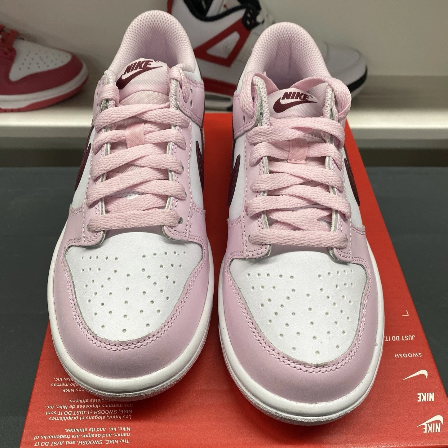 Brand New Nike Dunk Low Pink Foam Red White CW1590-601 Size 4Y