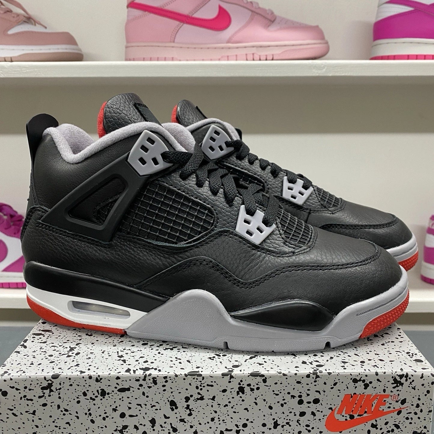 Air Jordan 4 'Bred Reimagined' Black Sneakers, Size 6Y / 7.5W FQ8213-006 BNIB