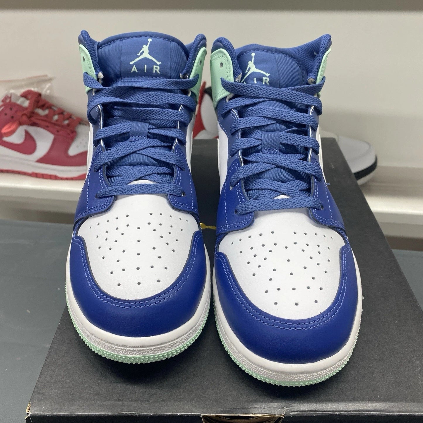 Nike Air Jordan 1 Mid Mystic Navy Mint 554725-413 Youth Size 7Y Womens 8.5