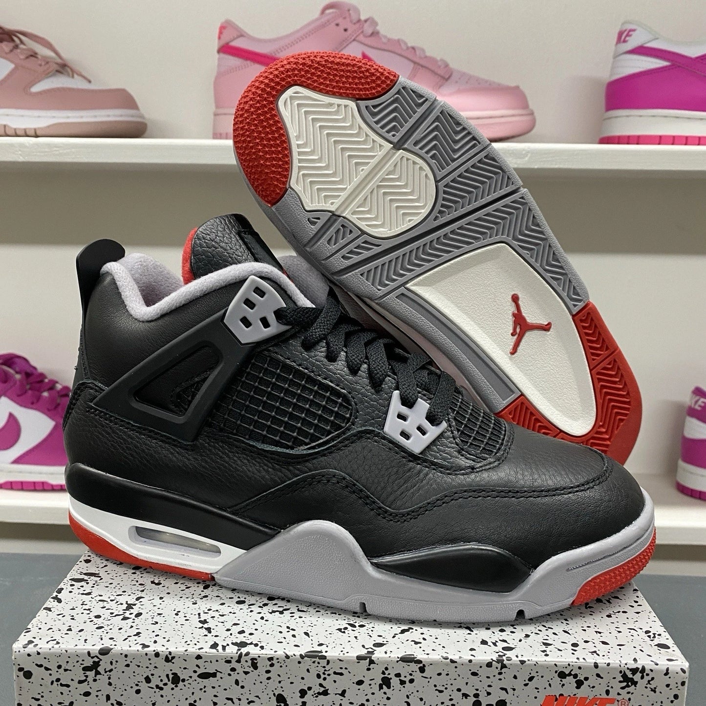 Air Jordan 4 'Bred Reimagined' Black Sneakers, Size 6Y / 7.5W FQ8213-006 BNIB
