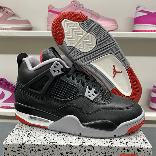 Air Jordan 4 'Bred Reimagined' Black Sneakers, Size 6Y / 7.5W FQ8213-006 BNIB