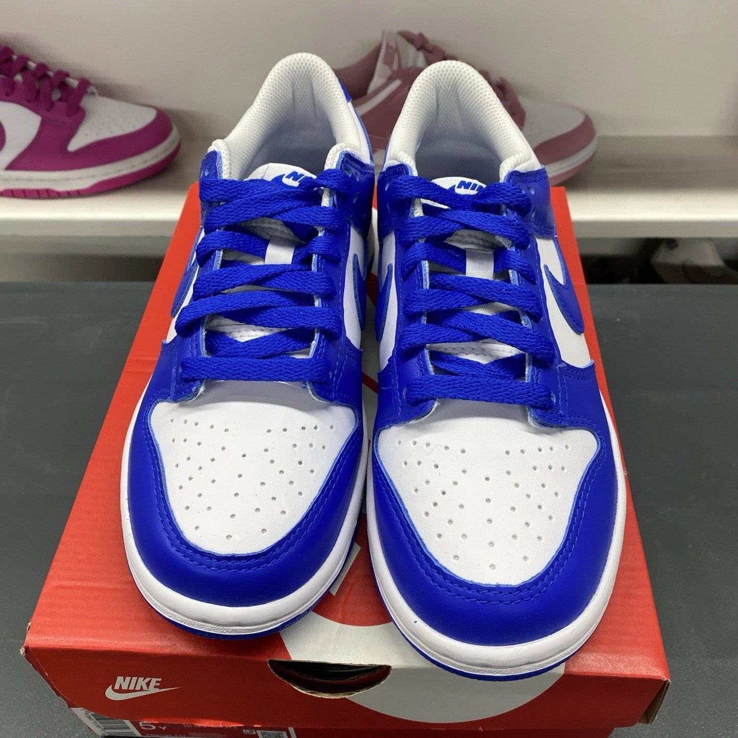Nike Dunk Low White Hyper Royal Youth Grade (FB9109 131) Size 5Y / 6.5W✅