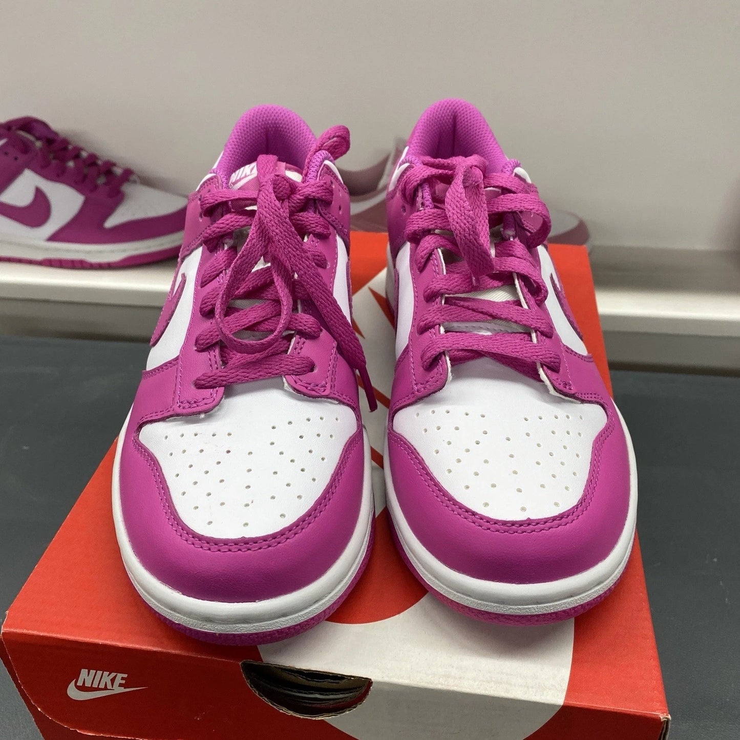 Nike Dunk Low Youth Size 6Y Womens 7.5 Pink White Sneakers FJ0704-100