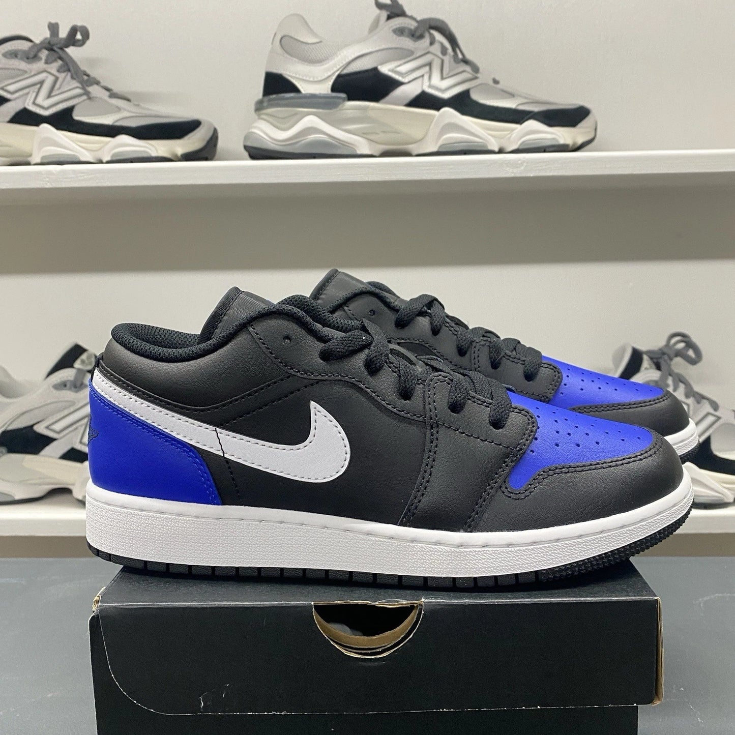 Brand New Nike Air Jordan 1 Low Retro Black Royal Toe Blue Size 6.5Y (8 Women's)