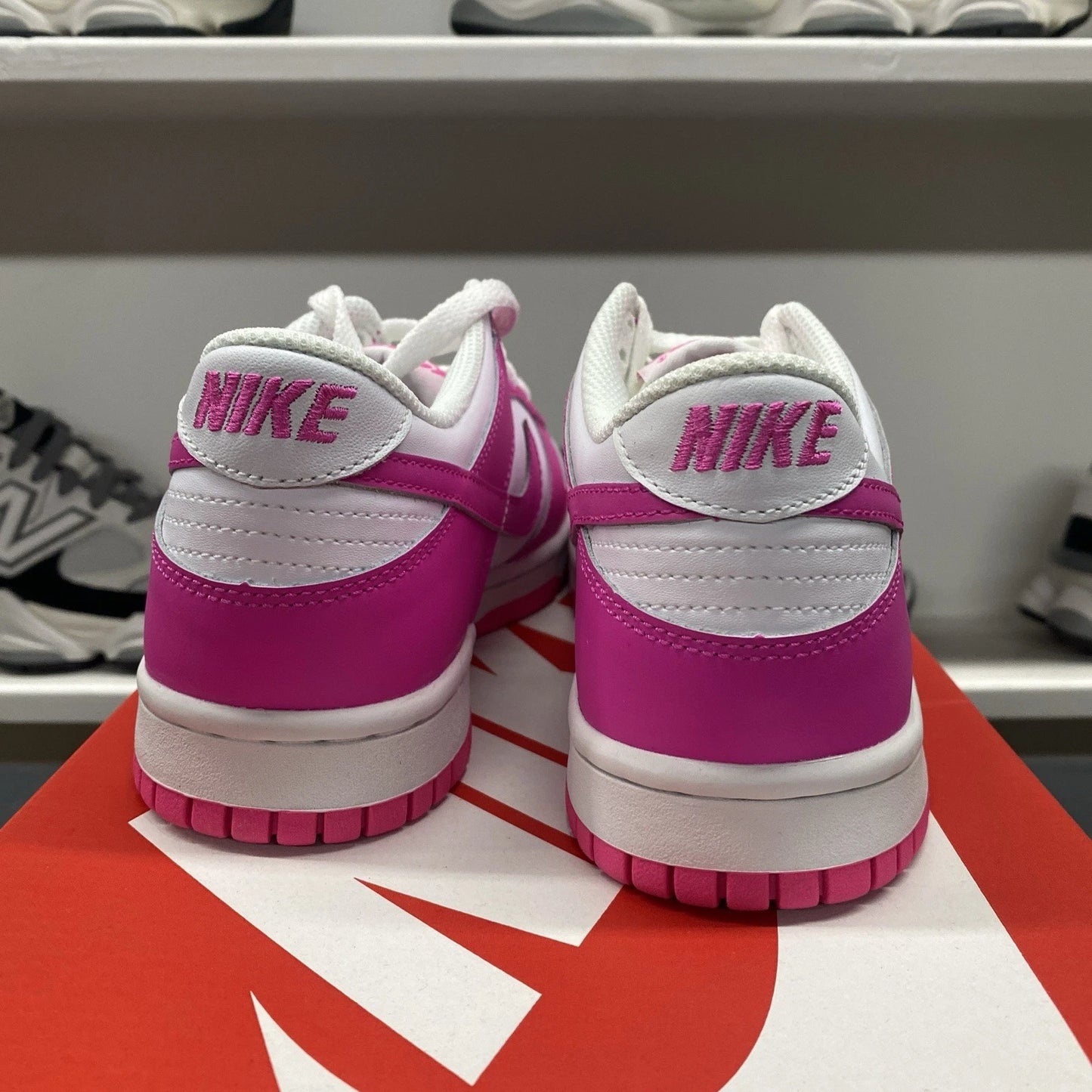 Nike Dunk Low () White Pink Laser Fuchsia FB9109-102 Size 5.5Y