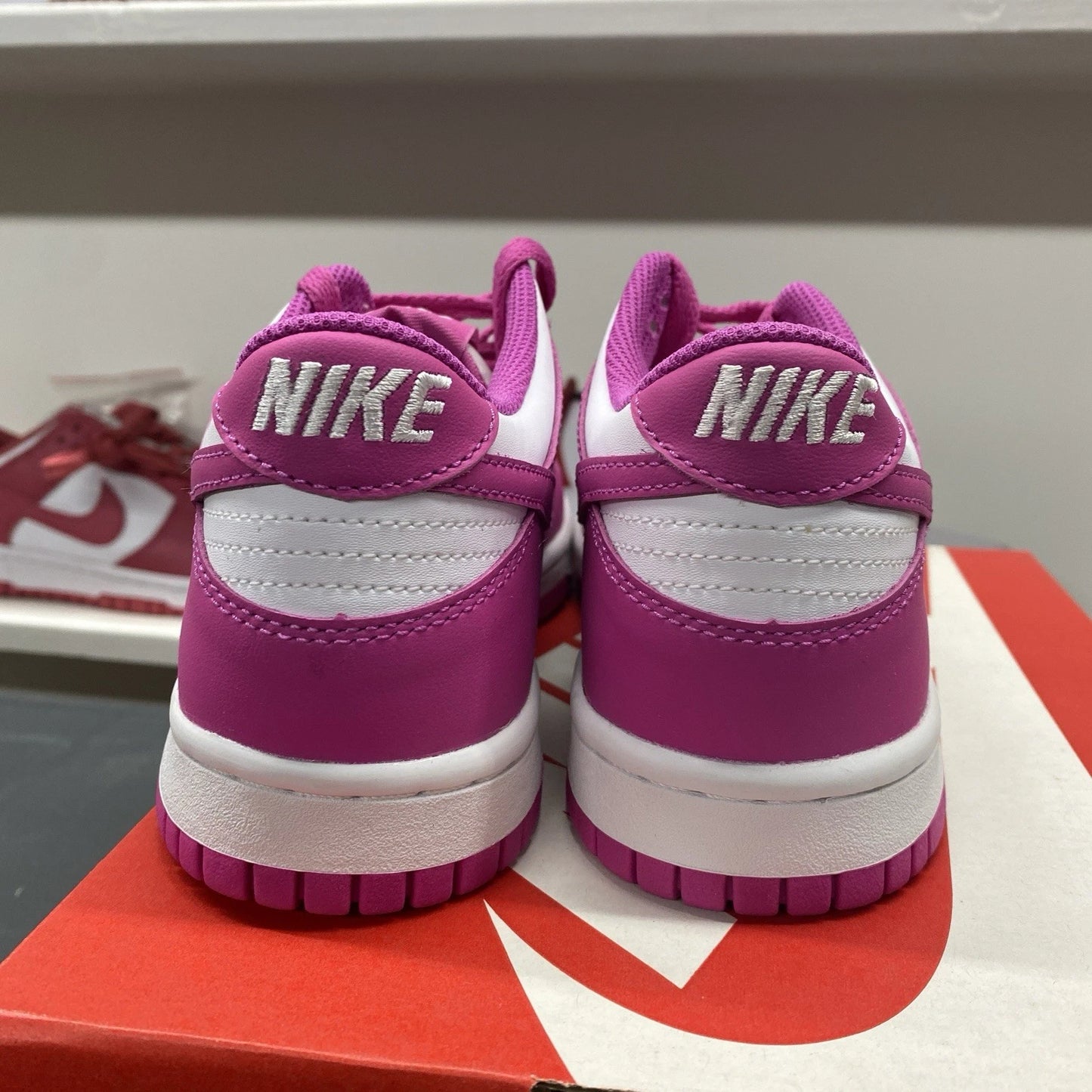 Nike Dunk Low Youth Size 5Y White Active Fuchsia Pink Big Kids FJ0704-100