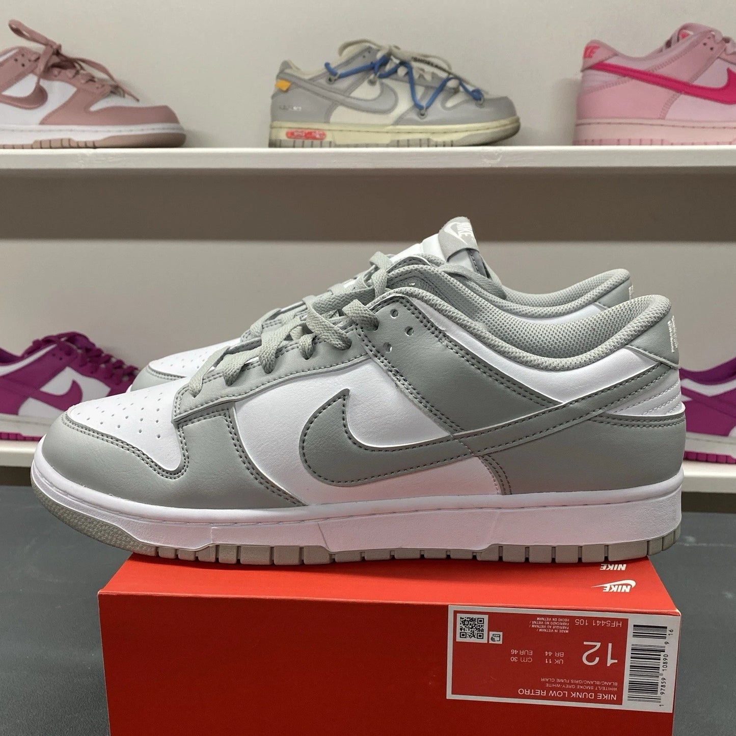 Nike Dunk Low White Light Smoke Grey Sneakers HF5441-105 Size 12 Brand New