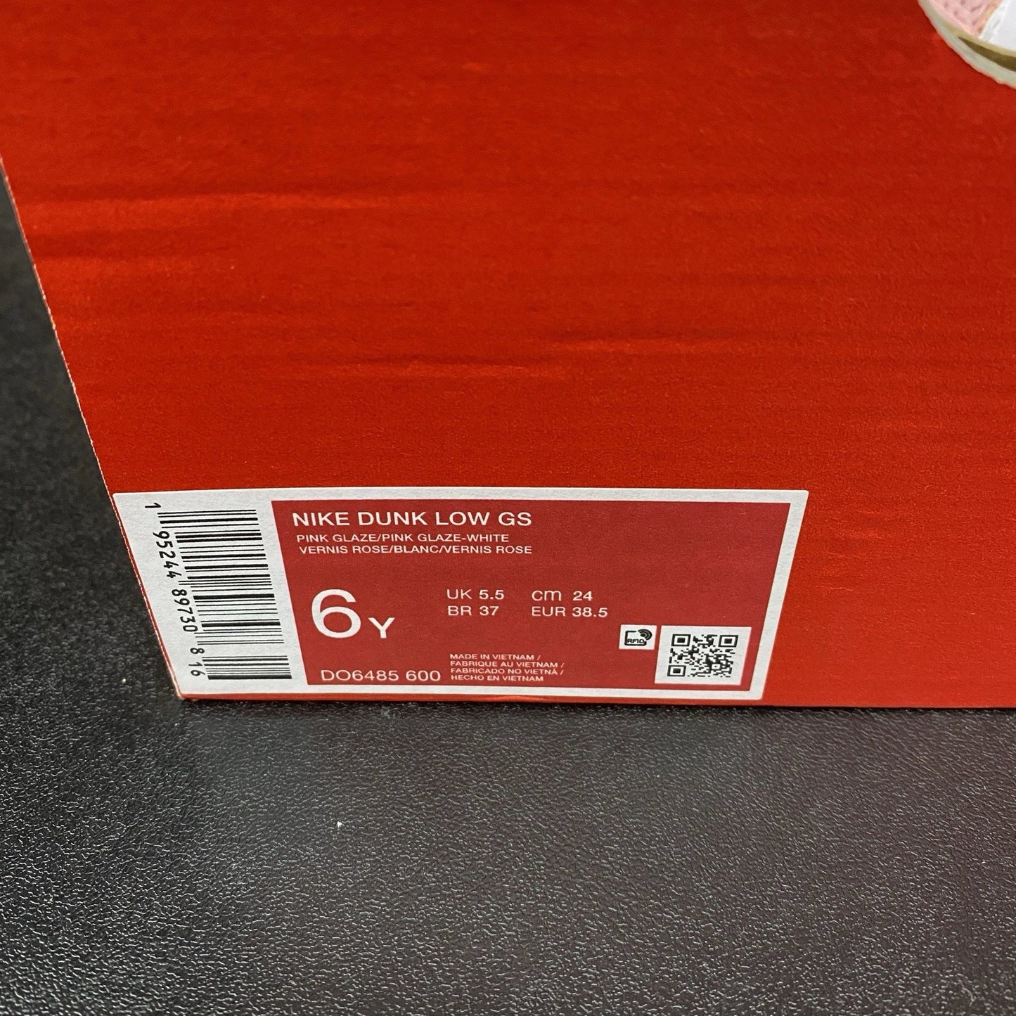 Nike Dunk Low Pink Velvet Size 6Y (7.5 Women's) DO6485-600