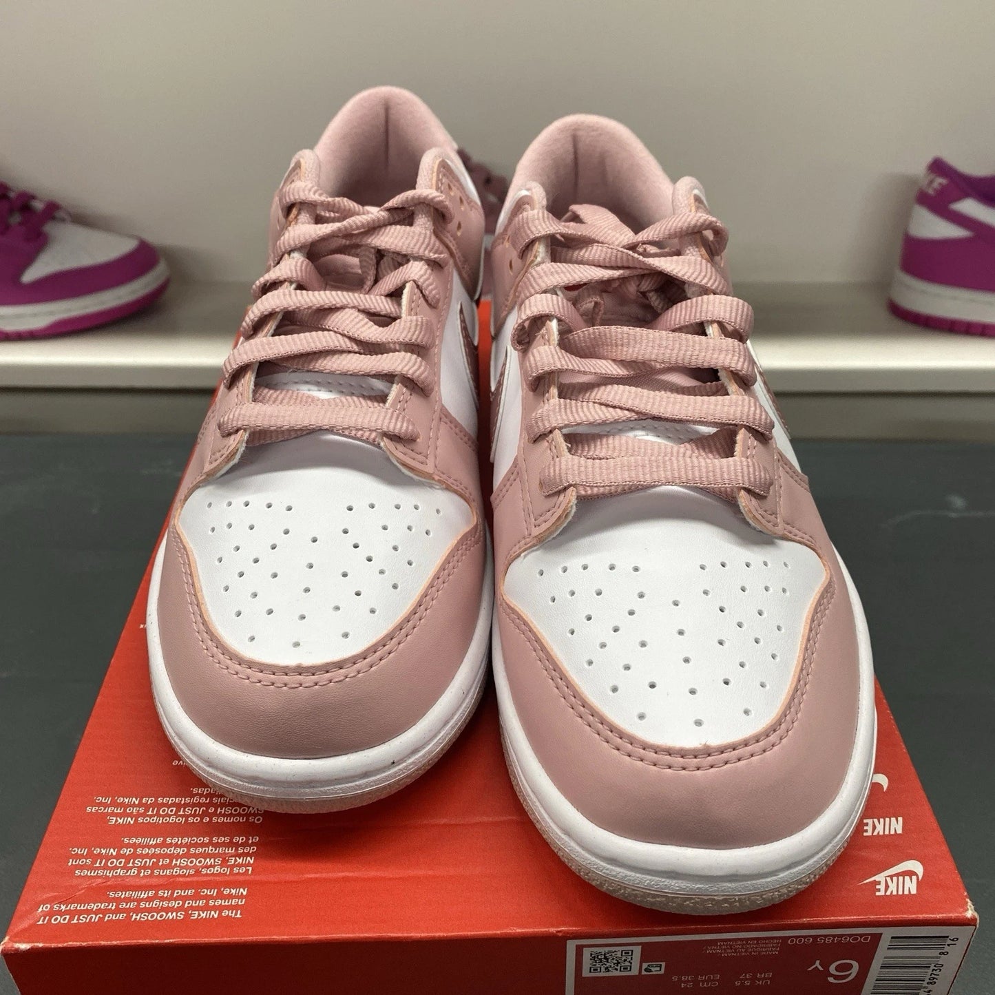 Brand New Nike Dunk Low Pink Velvet DO6485-600 Size 6Y (7.5 Women's)