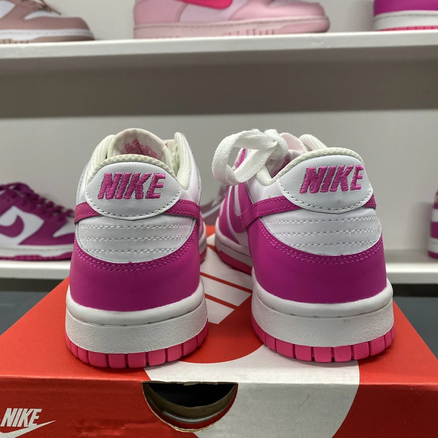 Nike Dunk Low (GS) White Pink Laser Fuchsia FB9109-102 Size 5Y
